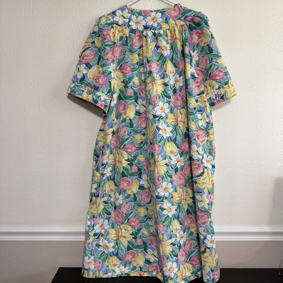 Vintage Floral House Muumuu‎ Robe Dress 1X Simply Basic Trad Wife Colorful Flowy - Picture 5 of 7